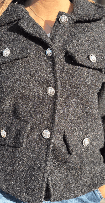 Anastacia klassisk jakke med pynteknapper sort