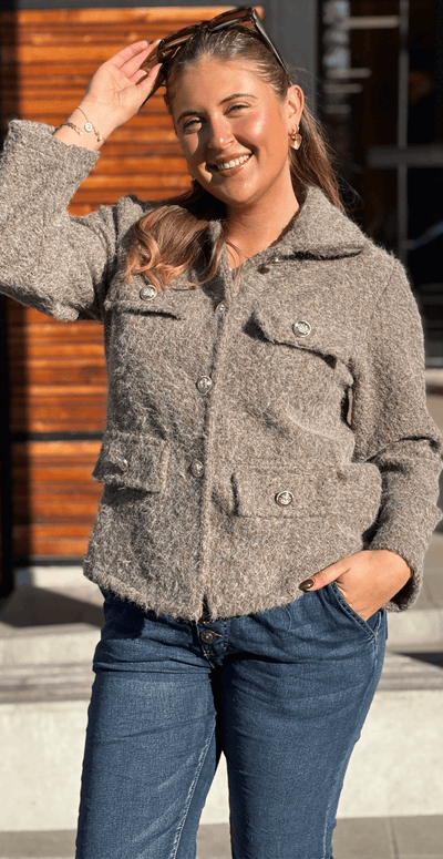 Anastacia klassisk jakke med pynteknapper fango